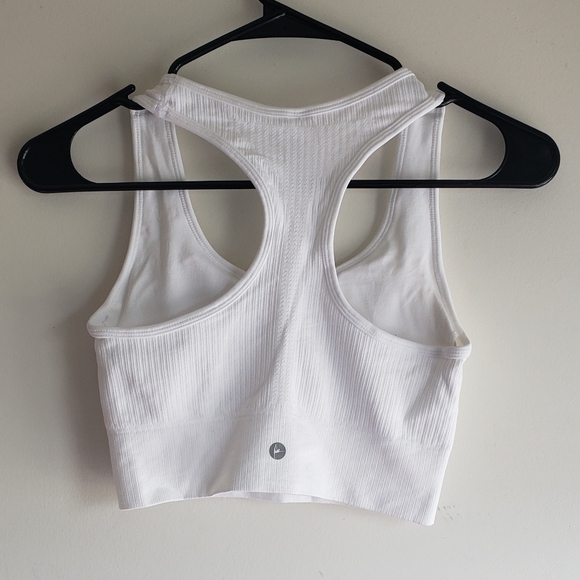 White Ribbed Racerback Sports Bra - Picture 2 of 2